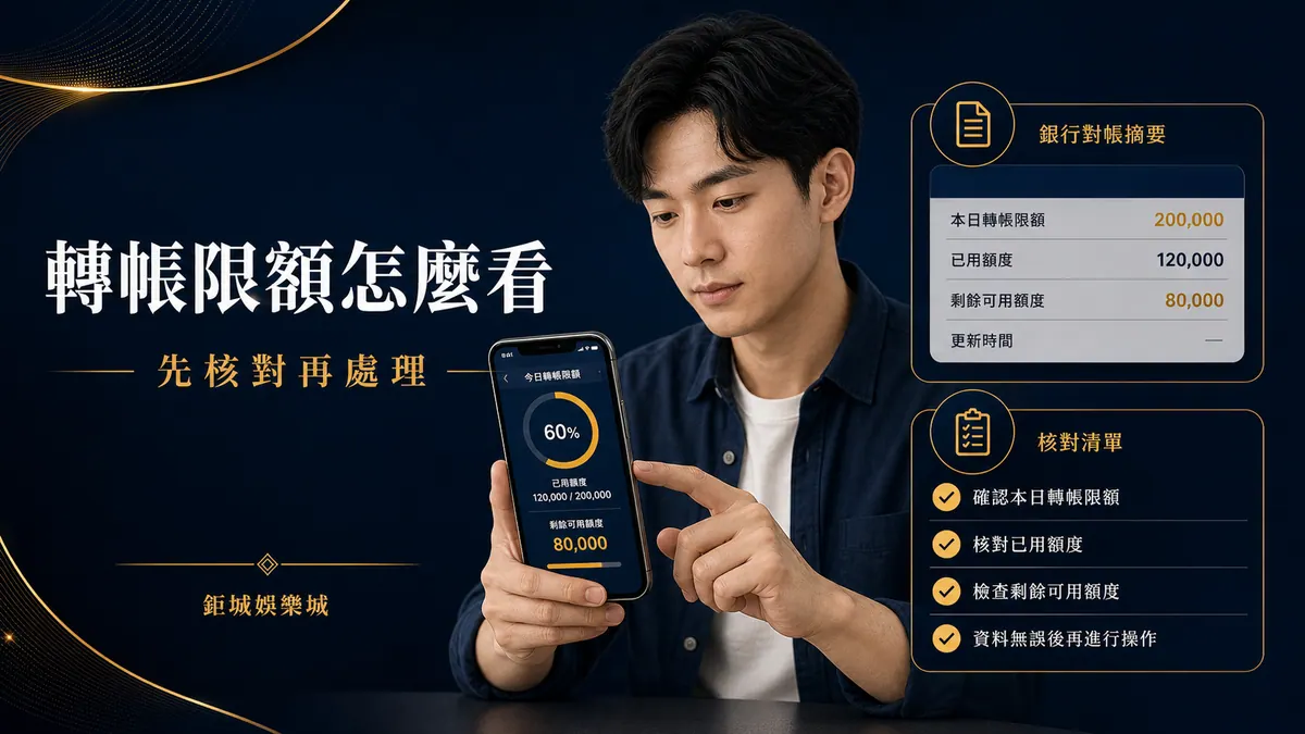 鉅城娛樂城|娛樂城轉帳限額怎麼看?單筆上限、分次入金與紀錄保存重點整理