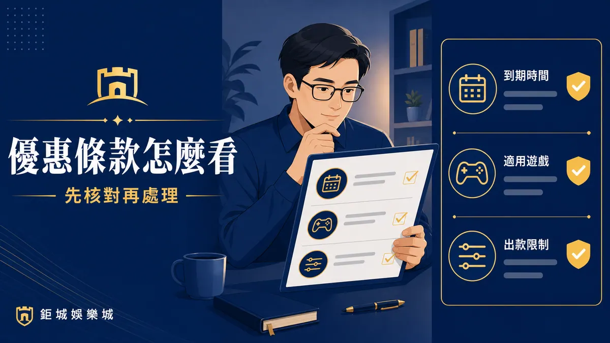 鉅城娛樂城|娛樂城優惠條款怎麼看?有效期、適用遊戲與提款限制重點整理