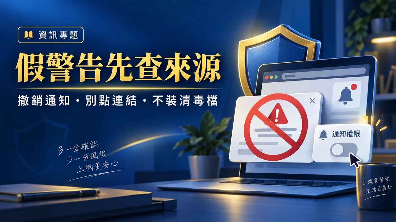 假警告先查來源：撤銷通知、別點連結、不裝清毒檔